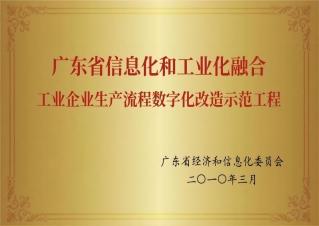 廣東省信息化和工業化融合工業企業生産流程數字化改造示範工程