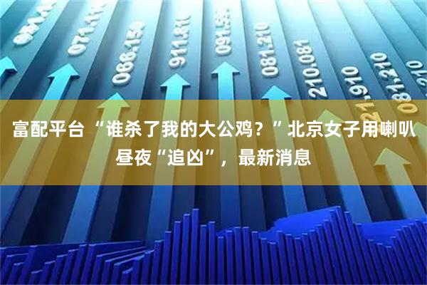 富配平台 “谁杀了我的大公鸡？”北京女子用喇叭昼夜“追凶”，最新消息