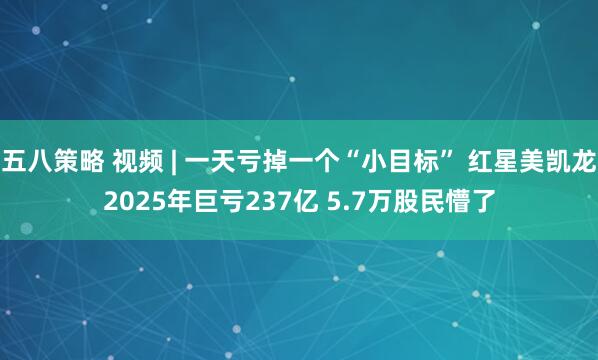 五八策略 视频 | 一天亏掉一个“小目标” 红星美凯龙2025年巨亏237亿 5.7万股民懵了